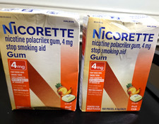 2 Nicorette Gum 4mg Fruit Chill 100x2 200 Pieces Exp 01/2028 Sealed Dented Boxes