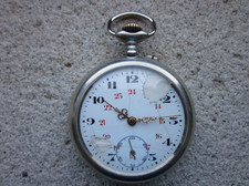 OROLOGIO DA TASCA MECCANICO MANUALE CASSA ACCIAIO BELLA CIPOLLA TASCHINO ANTICO