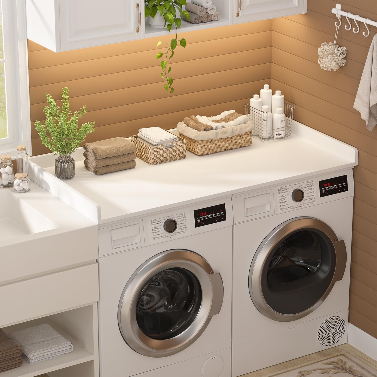 Aheaplus Washer and Dryer Countertop, Laundry Room Organization with Non-Slip...
