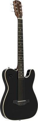 4/4 cutaway electric folk guitar with solid spruce body, black finish