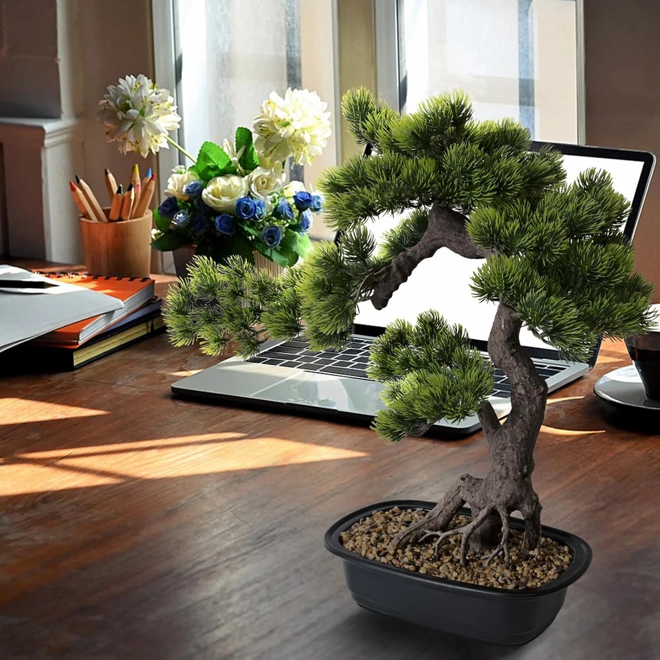 Planta bonsái artificial, planta de enebro simulada a gran escala, 20 pulgadas Foto 3 de 4