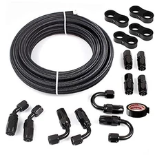  10AN Fuel Line Kit, 20FT Nylon & Stainless Steel 10AN Fitting + 20FT Fuel line