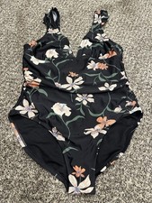 bathing suit for women one piece Tummy Control Large. Black Floral