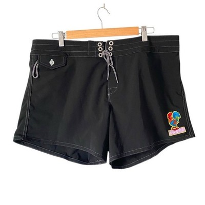 Bird well Beach Britches Black Board shorts Kauai patch size 16