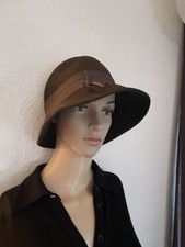Vintage Wollfilz Filzhut Hut Bowler Wolle Damen Dunkelbraun Gr. 56