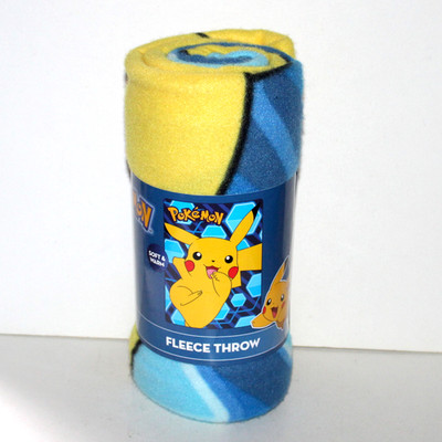 Pikachu Pokemon Fleece Throw Blanket Glitch 45 x 60 manga yellow blue kids