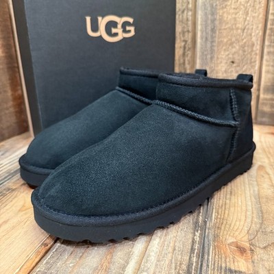 UGG MENS CLASSIC ULTRA MINI BOOT SIZE US 9 SUEDE / WOOL ~ BLACK