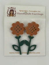 Remember November Handmade Flower Drop Earrings 2.5 Inch Acrylic