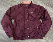 Patagonia Quilted Jacket Kids 10 Burgundy Snap Front Insulated Lined Coat