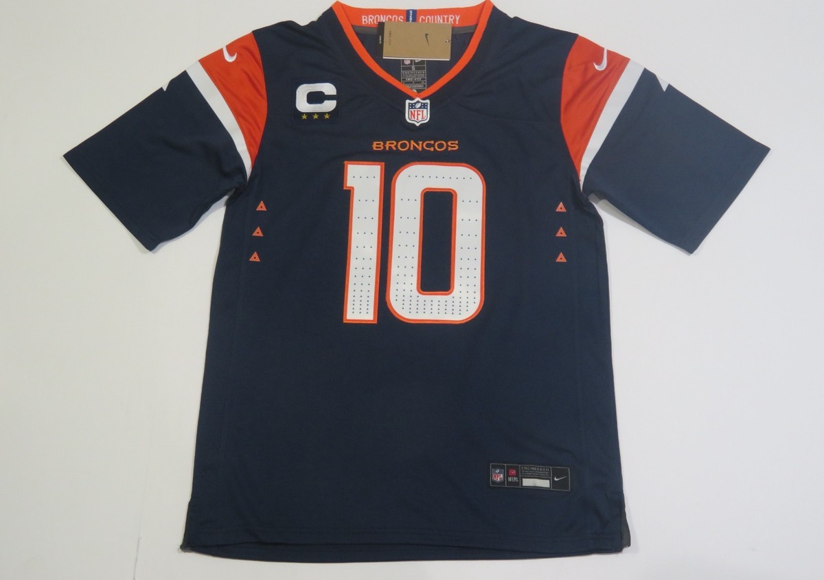 Bo Nix #10 Denver Broncos 2026-27 Captains Patch Men's Jersey Navy