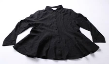 Pomander Place Women's L/S Ashlen Tiered Button Up Blouse AC2 Black Size XL
