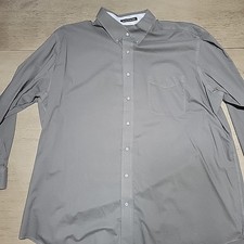 Paul Frederick Non-Iron 2 Ply Cotton Grey Mens Long Sleeve Dress Shirt 19 X 35