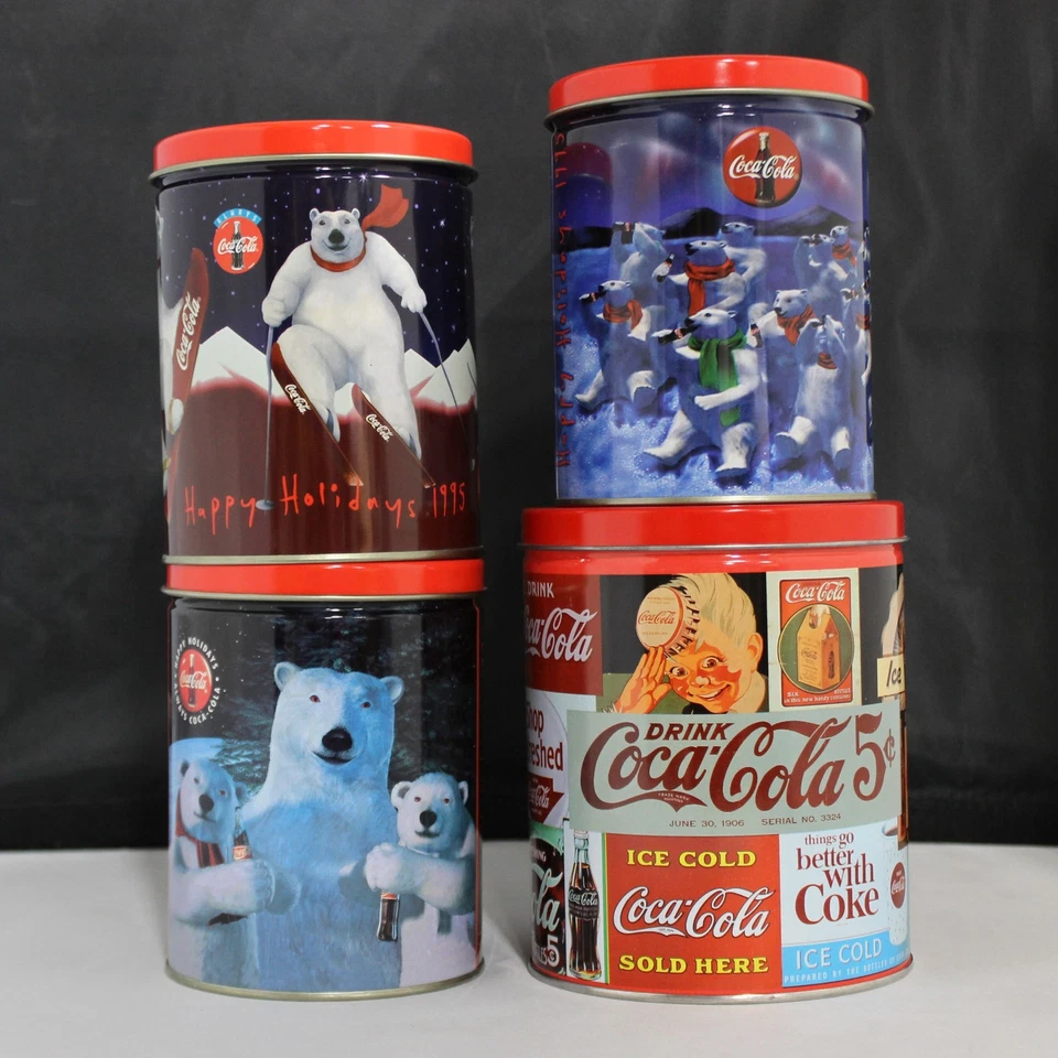 Lot of 5: 4 Coca-Cola Tins w/ Coke Puzzle Inside + Coca-Cola Plush Bear - Image 2 of 4