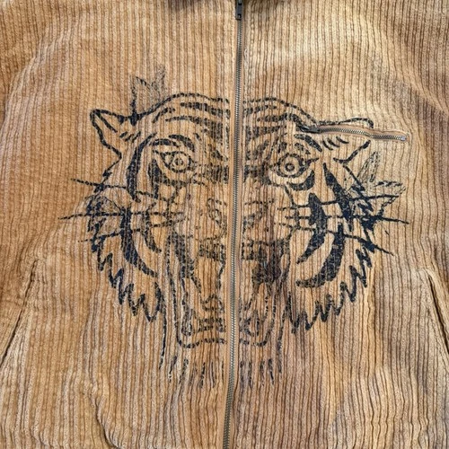Ryoko Rain Jacket Mens Large Brown Corduroy Full Zip Tiger Streetwear image 6