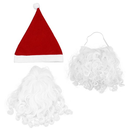 Set parrucca natalizia 3 pezzi parrucca Babbo Natale barba cappello natalizio per cosplay - Foto 10 di 12