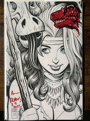Rogue the Savage Land #1 Art Adams Virgin B&W Variant with Devil Dinosaur Sketch