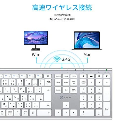 iClever Wireless Keyboard Mouse Set Ultra Thin Wireless 2.4G Keyboard and Mouse - Image 3 of 4