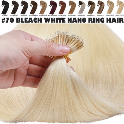 Invisible Nano Ring Remy Human Hair Extensions Thick Full Head Beads 1G/S BLONDE