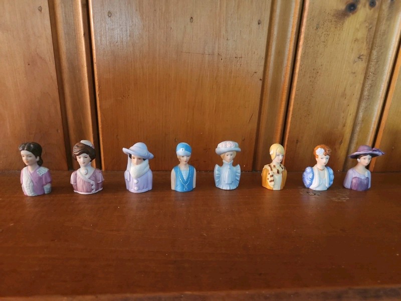 Vintage Avon Lady Head Thimbles Porcelain Ceramic Dated 1982-84 Lot of 8