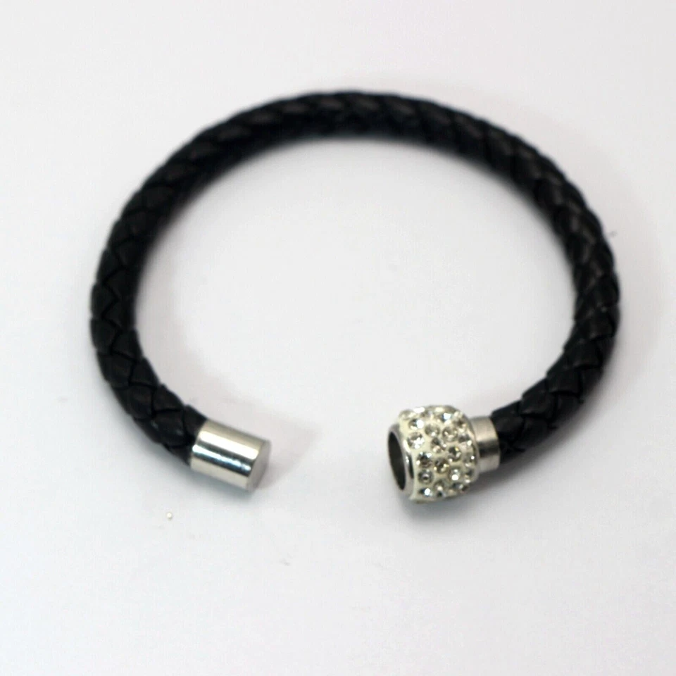 5 Silver Bracelet Necklace Rhinestone Magnetic Clasp End Caps Large Hole 6mm - Image 3 of 4