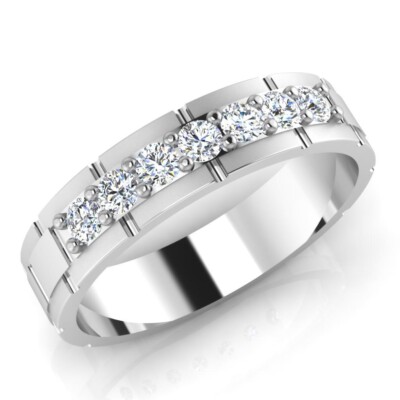0.36 Ct Round Cut Natural Diamond Mens Wedding Band Solid 950 Platinum Size 11