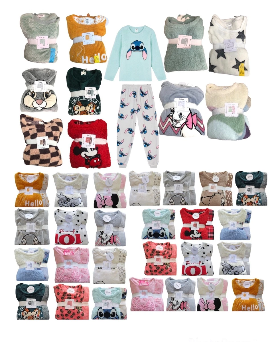 Ladies Fleece DISNEY Pyjamas Women Girls Warm Winter Nightwear Christmas Primark