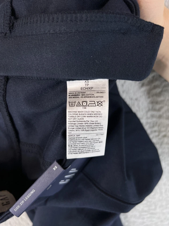 Pantalones Gap para mujer extra pequeños azul marino leggings cremallera lateral elásticos tiro medio algodón Foto 4 de 4