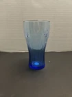 Coca Cola Vintage Blue Clear Glass 16oz Drinking Raised Emblem