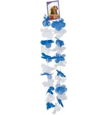 Hawaiian flowers necklace Bavaria blue white carnival Halloween cosplay 100 cm