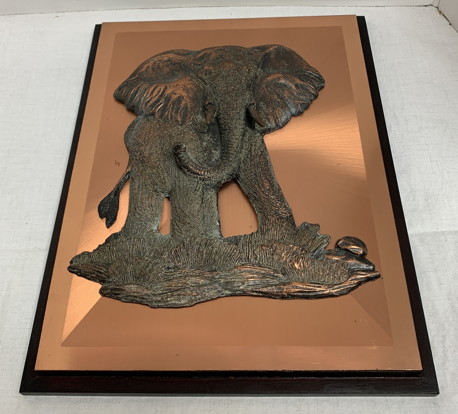 Vtg Copper Wall Art 3D African Elephant a Michele Original by Space Age