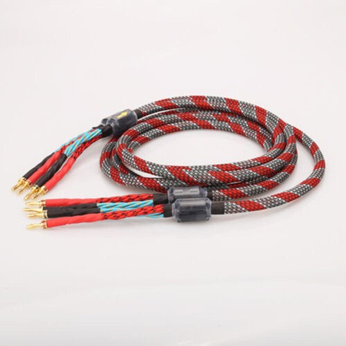 1Pair Oxygen-Free Copper OFC Wire with Banana Connector HIFI Audio Speaker Cable - Picture 8 of 11