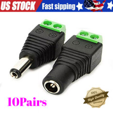 10PAIRS Male  Female 5.5mm x 2.1mm 12VDC Power Connector Jack Plug Adapter