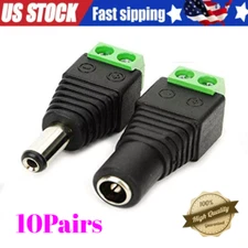 10PAIRS Male & Female 5.5mm x 2.1mm 12VDC Power Connector Jack Plug Adapter
