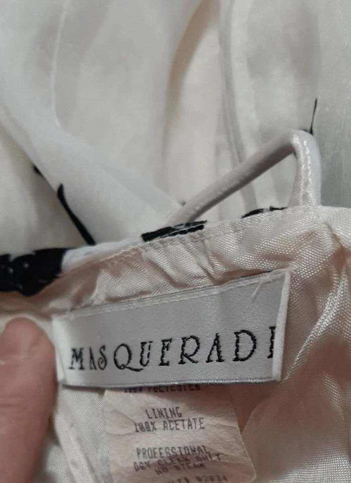 Маскарад черный белый вечер выпускного вечера официальное платье полная длина платье размер 5/6 - Изображение 4 из 4