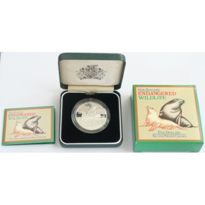 New Zealand - 1993- Silver $5 Proof Coin- Endangered Wildlife