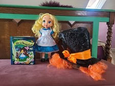 DISNEY STORE ALICE IN WONDERLAND ANIMATOR DOLL Book & Mad Hatter Hat