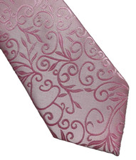Tie Slim Style Necktie Pink Silver Sparkles Floral Swirls New