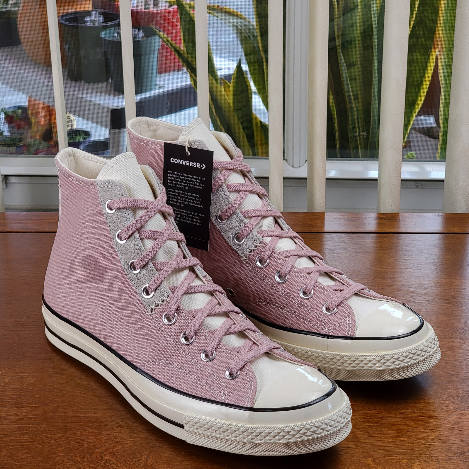 Converse Chuck 70 Hi Mens Canvas Sneakers Static Pink Egret Beach Stone Size 11.5-image