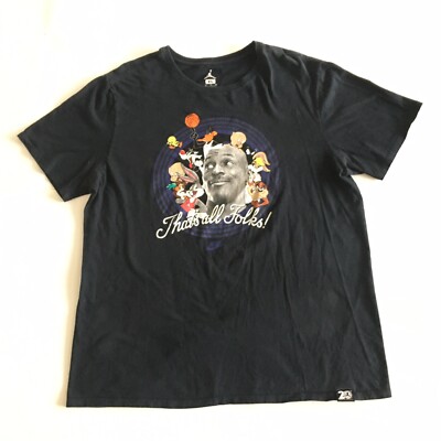 Nike Air Jordan Space Jam Shirt Mens Large Black Looney Tunes Thats All  Folks XL