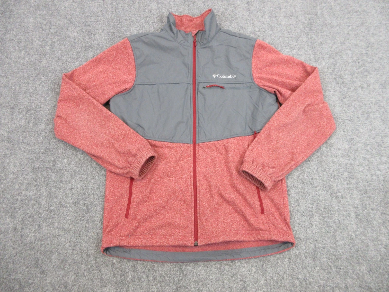 Columbia Jacket Mens Adult Small Red Gray Outdoors Casual Comfort Full Zip