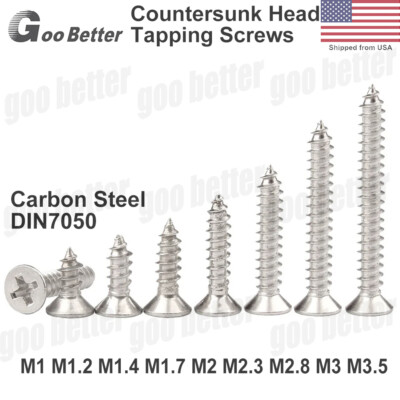 100x M1-M3.5 Mini Micro Phillips Flat Countersunk Head Self Tapping Wood Screw