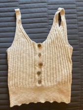100 Cotton Cream Knit Abercrombie Crop Tank