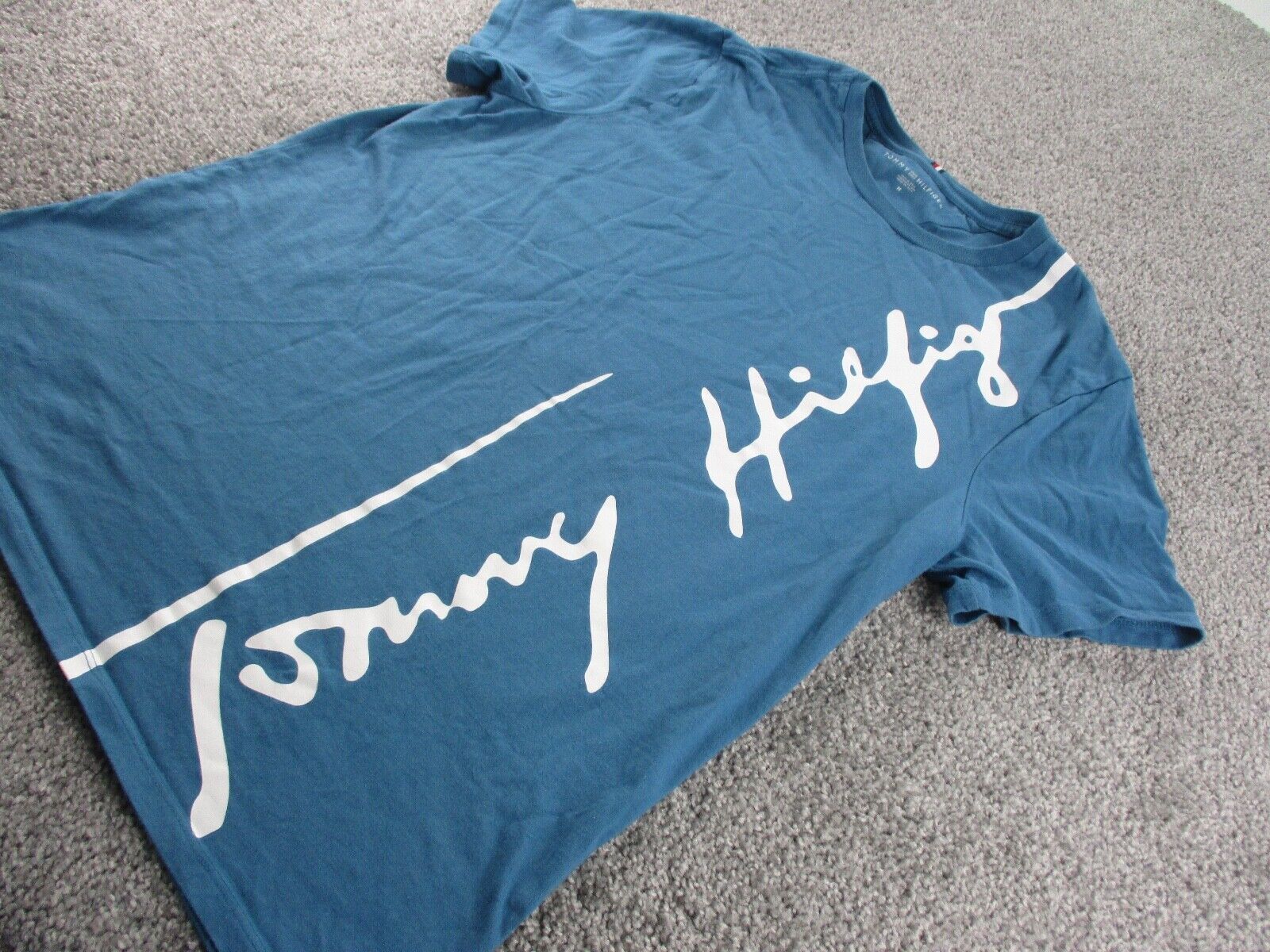 Tommy Hilfiger Shirt Unisex Medium Green Blue Cot… - image 2