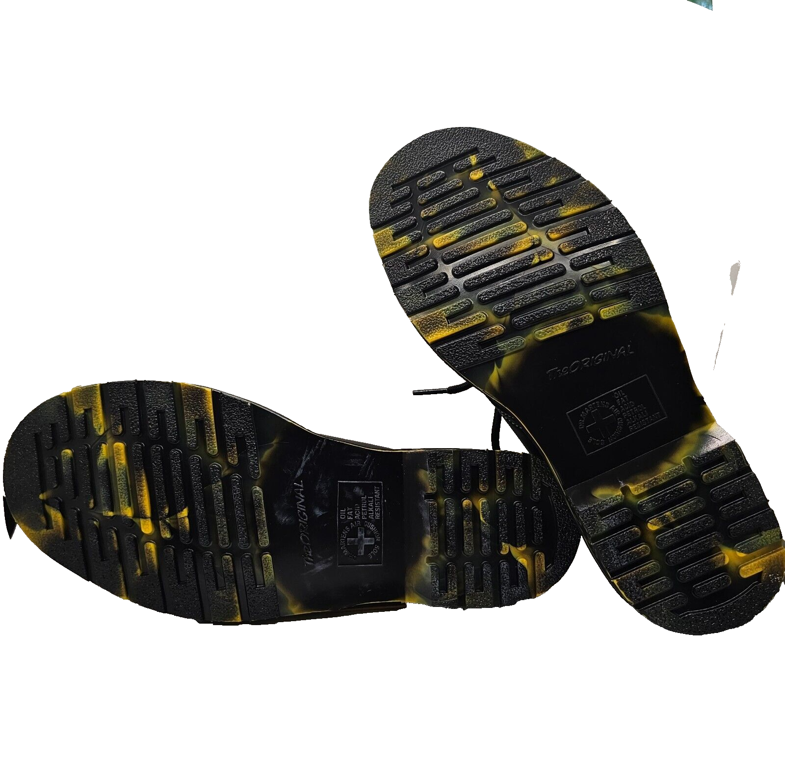 SAOLA Dr. Martens 1461 suola marmorizzata pelle nera marmo giallo Oxford nuova taglia 7M 8W