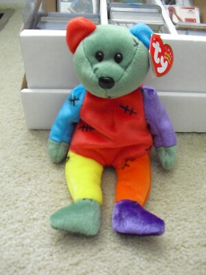 FRANKENTEDDY Ty Beanie Baby Bear 2001 Halloween Frankenstein Green