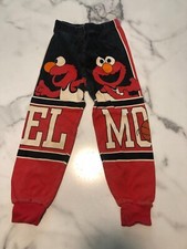 Elmo Jogger Pants Kid's 4 Red Black Graphic 100 Cotton Elastic Waist Pull On