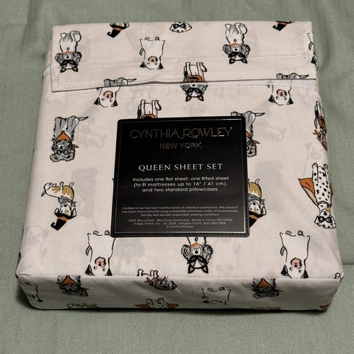 Cynthia Rowley New York Queen BedSheet Set Halloween Dogs in Costumes Microfiber - Picture 2 of 2