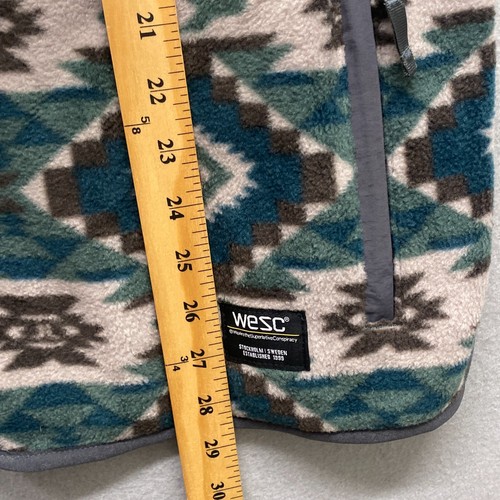 WeSC Jacket Mens Large Fleece Blue Brown Full Zip Aztec Southwestern Geometric - Picture 8 of 12
