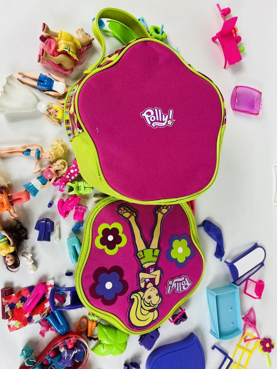 Polly Pocket 2004 Zippered Carrying Case Bag Polly LOT Figures