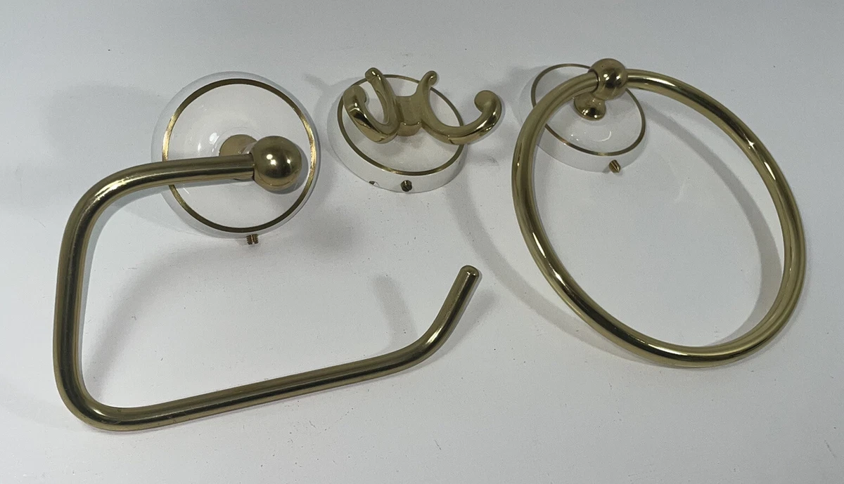 Smedbo Sweden Towel Ring Double Towel Hook Toilet Roll Holder White Brass Gold